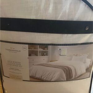 Studio McGee Cotton Slub Comforter Set in White with Taupe Accent